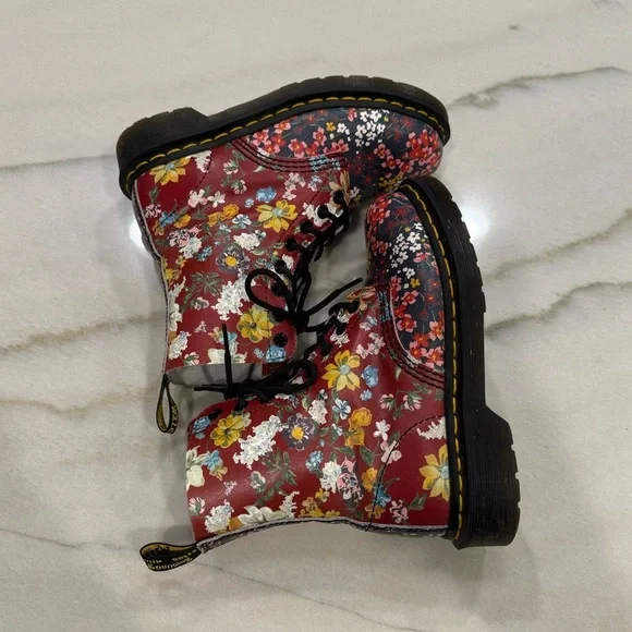 Dr Martens 1460 Pascal Boots Size 5 Floral Clash Wanderlust Red Purple - Picture 8 of 14